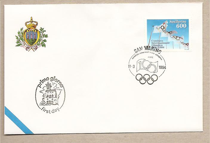 28115 - San Marino - busta fdc con serie completa ed annullo speciale: Centenario del Comitato Olimpico Internazionale