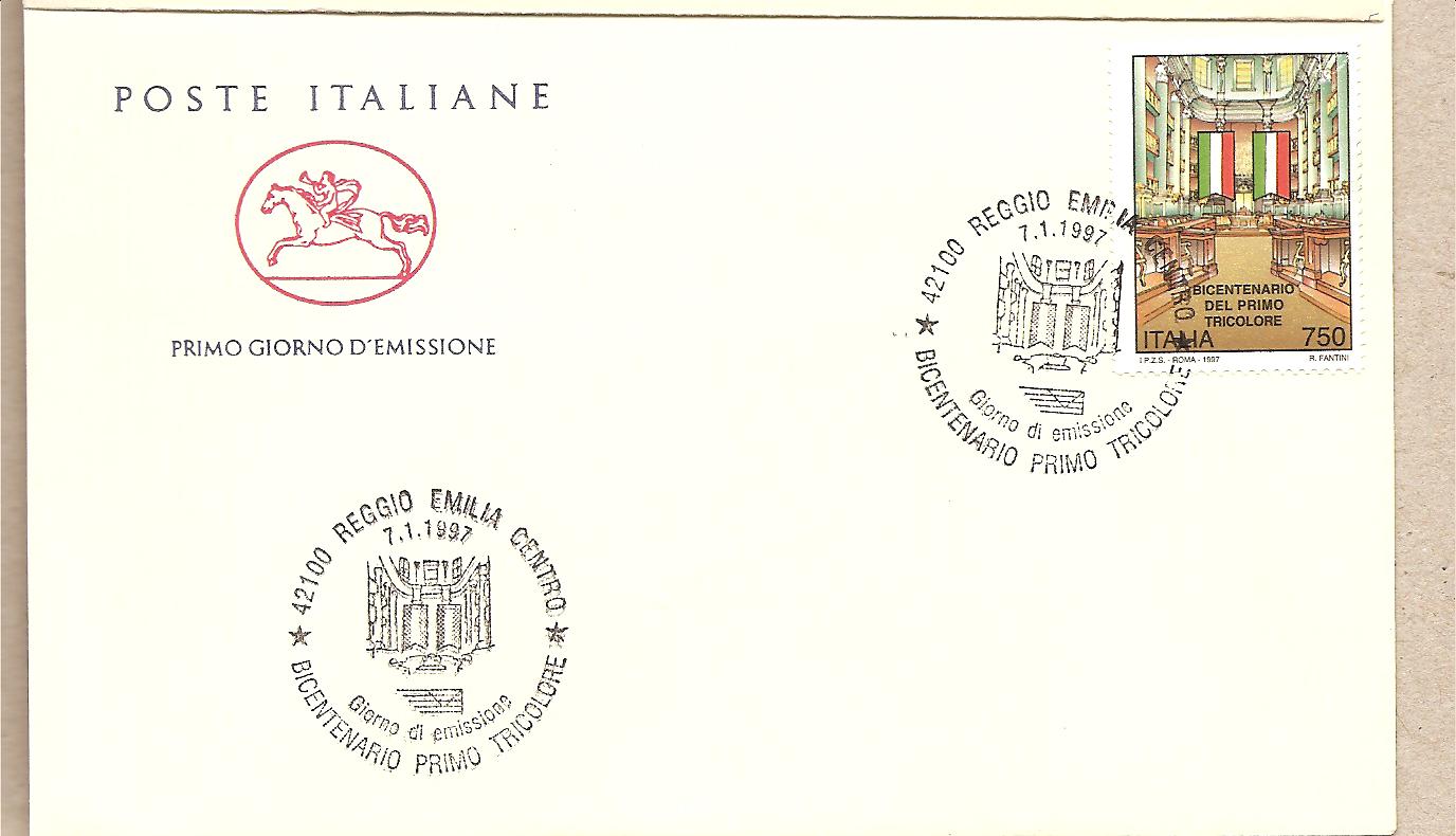 28305 - Italia - busta fdc con serie completa: Bicentenario del primo tricolore. Con annullo a.s.