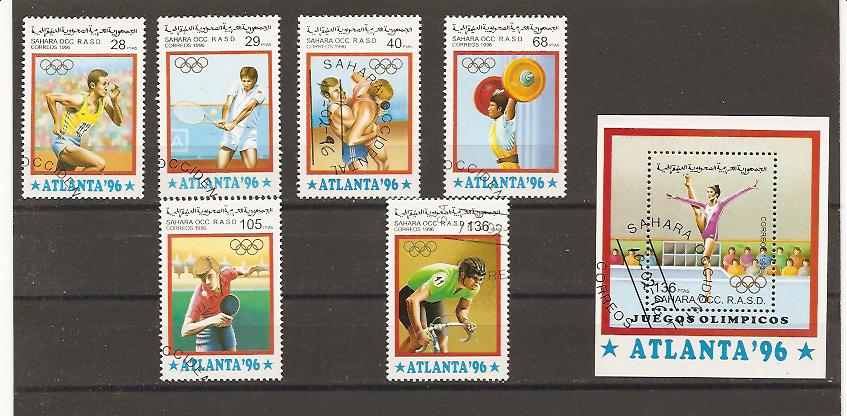 28341 - Sahara Occ. - serie completa usata + foglietto: Olimpiadi di Atlanta 1996