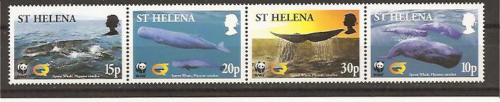 28450 - St. Helena - serie completa nuova in blocco: Balene protette dal WWF