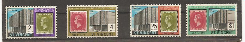 28514 - St. Vincent - serie completa nuova: Centenario del francobollo