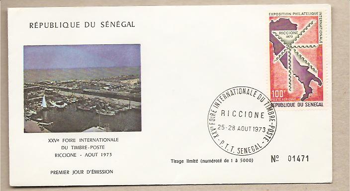 28561 - Senegal - busta fdc: 25° Fiera internazionale del francobollo di Riccione - 1973 -