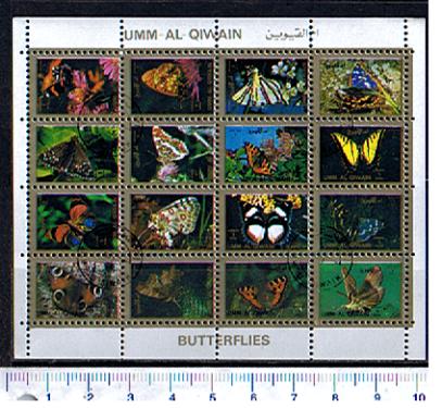 28695 - UMM AL QIWAIN 1973-2770s Farfalle soggetti diversi - 16 valori serie completa timbrata - # 1211-26a