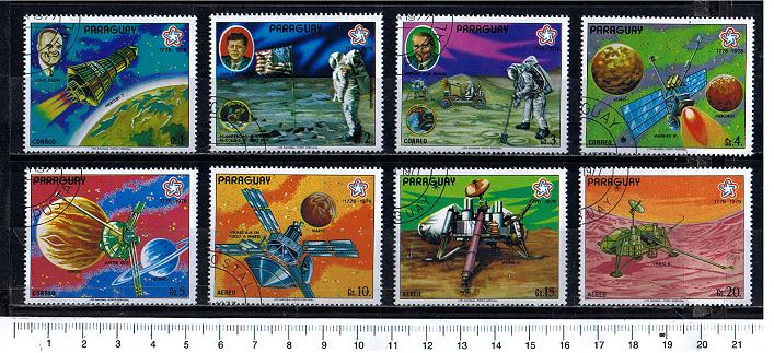29253 - PARAGUAY  1977-3693  Bicentenario USA,varie missioni spaziali  - 8 valori serie completa timbrata - Yvert # 1552/6+A756/8