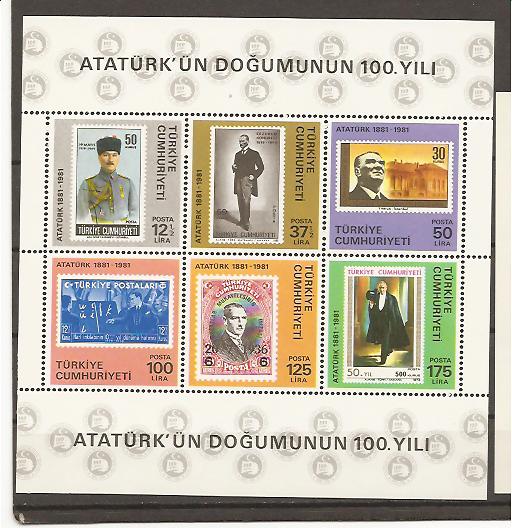 29352 - Turchia - foglietto nuovo: 100 anni di Ataturk