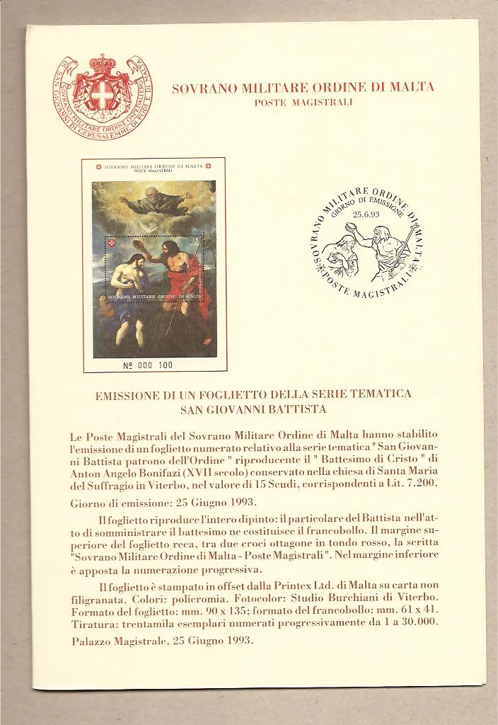 29571 - SMOM - bollettino illustrativo dell emissione: San Giovanni Battista - 8/93/31