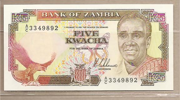 29580 - Zambia - banconota non circolata da 5 Kwacha