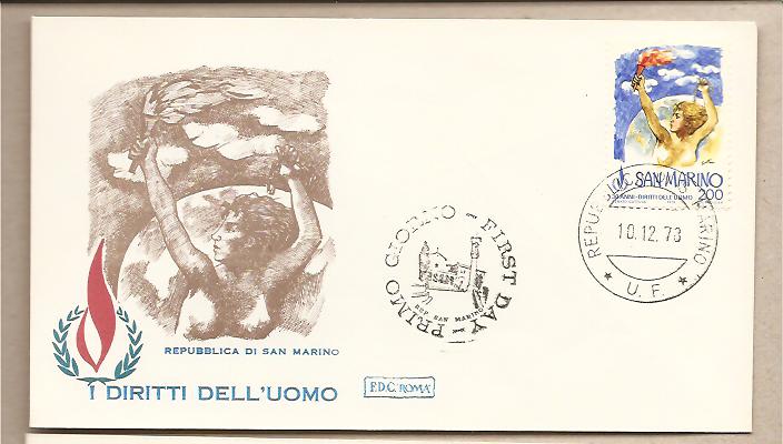 29604 - San Marino - busta fdc con serie completa: 30 anni della dichiarazione dei diritti dell uomo