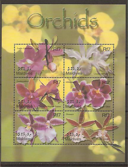 29653 - Maldive - foglietto nuovo: Orchidee