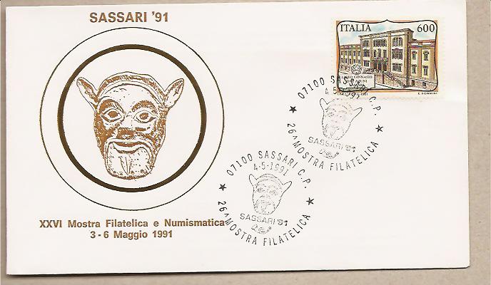 29684 - Italia - busta commemorativa della XXVI Mostra filatelica Sassari 1991