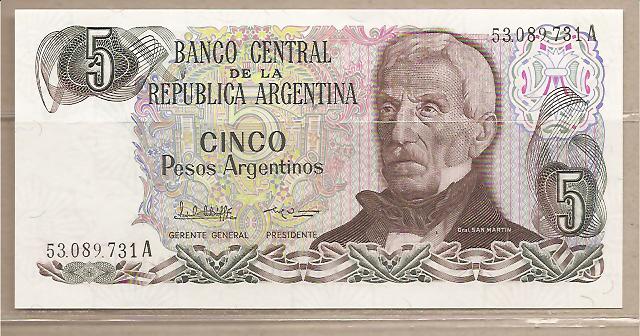 29714 - Argentina - banconota non circolata da 5 Pesos