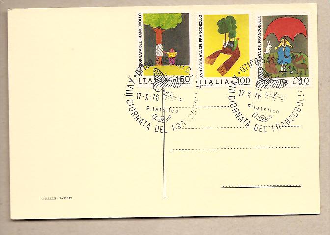 29757 - Italia - cartolina commemorativa FDC con serie completa: XVIII Giornata del Francobollo - 1976