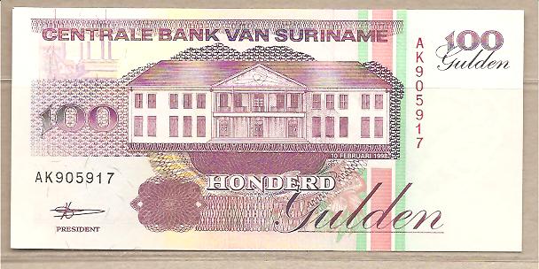 30387 - Suriname - banconota non circolata da 100 Fiorini - 1998