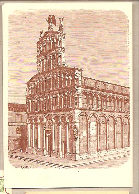 30393 - Lucca - cartolina  Chiesa di San Michele - con annullo Settimana filatelica Toscana 1946