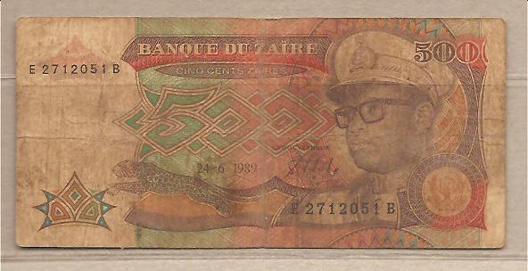 30401 - Zaire - banconota circolata da 500 Zaires - 1989