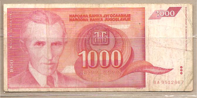 30623 - Yugoslavia - banconota circolata da 1.000 Dinari - 1992