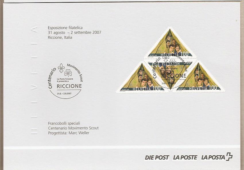 30818 - Svizzera - Folder con quartina ed annullo speciale: Movimento Scout: 2007