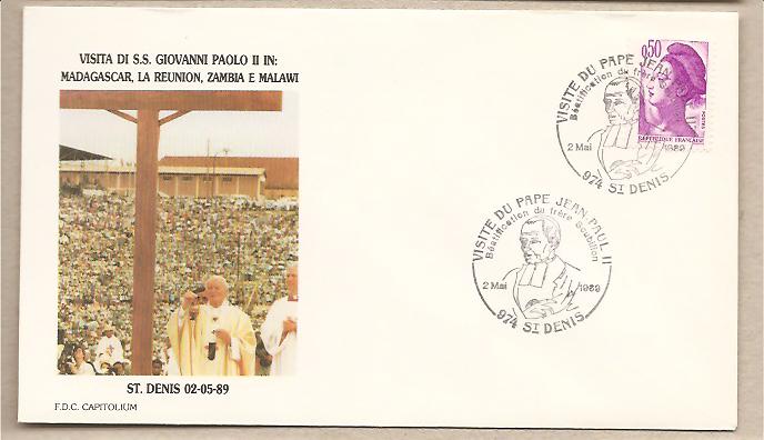30994 - rEUNION - busta con annullo speciale: Visita di S.S. Giovanni Paolo II - 1989