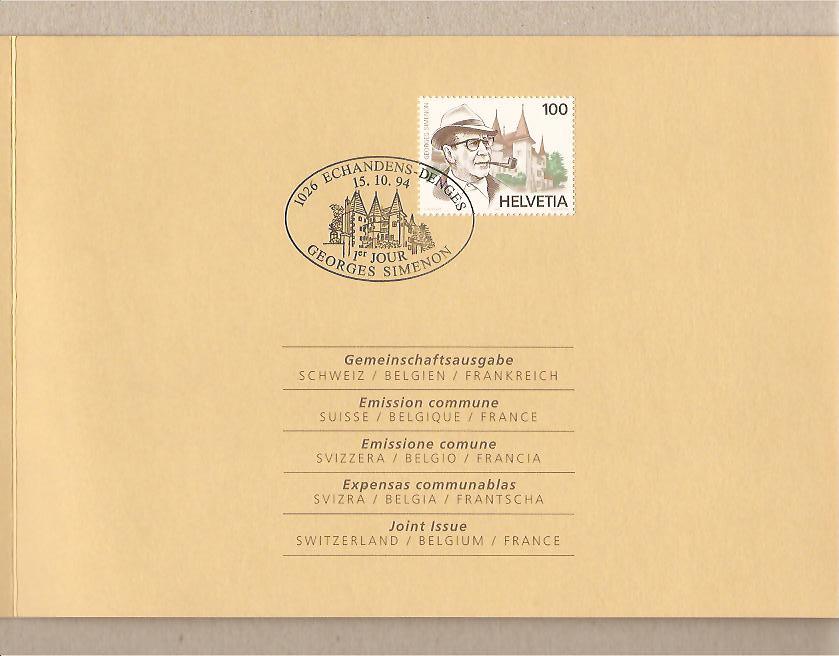 31080 - Svizzera - folder FDC con annullo speciale: Georges Simenon