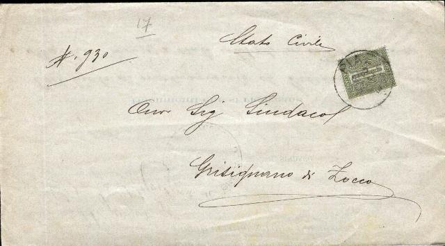 31096 - Cifra C.1 verde su corrispondenza Piazzola 20.6.1897