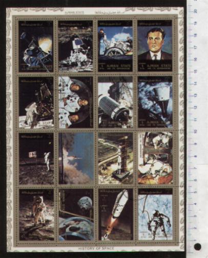 31191 -  AJMAN, Anno 1972-2762 Varie missioni spaziali - 16 valori in blocco serie completa timbrata