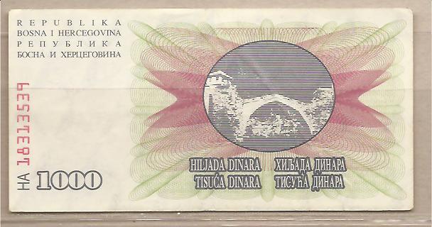 31283 - Bosnia  Erzegovina - banconota circolata da 1000 Dinari - 1992