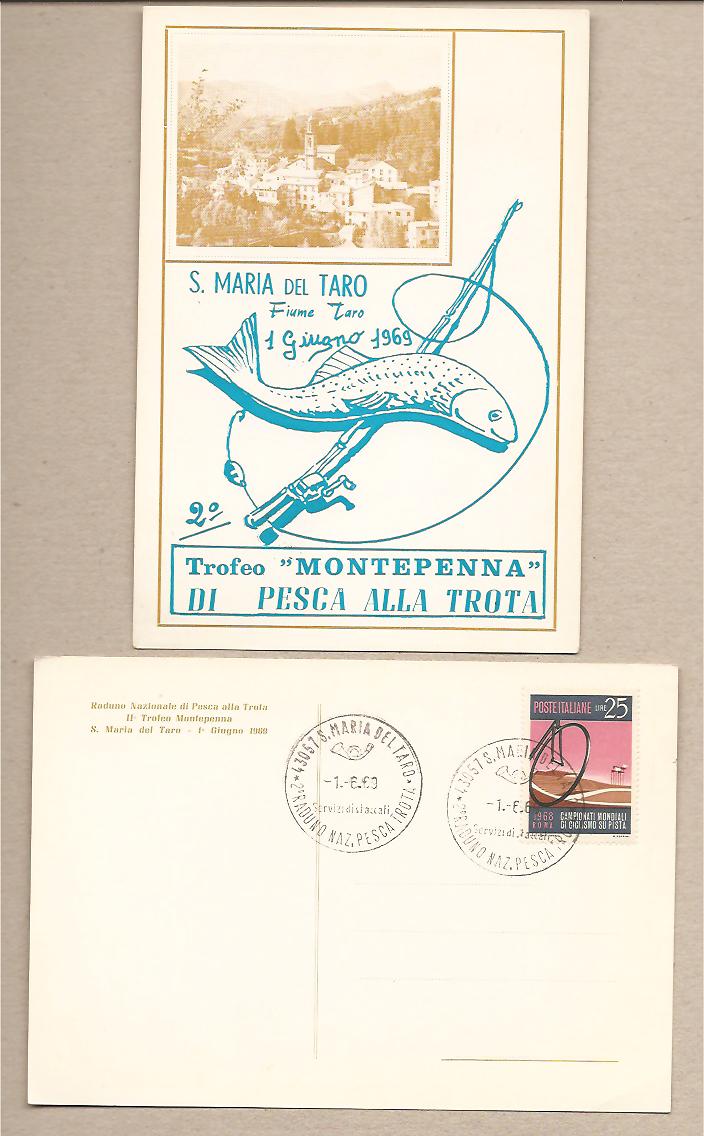 40333 - S. Maria del Taro (PR) - 2 Torfeo Montepenna di Pesca alla Trota - 01.06.1969 - con annullo speciale