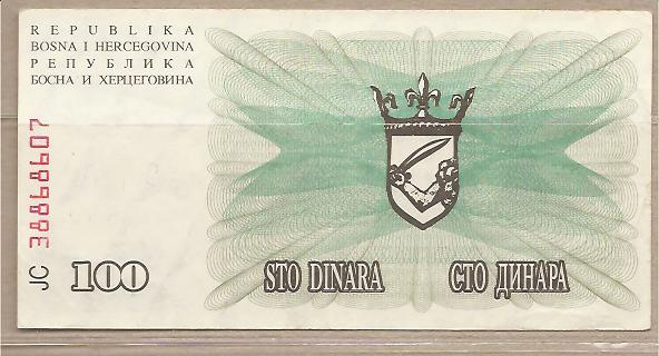 31341 - Bosnia Erzegovina - banconota circolata da 100 Dinari - 1992