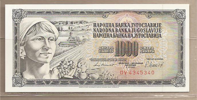 31428 - Yugoslavia - banconota non circolata da 1000 Dinari - 1981