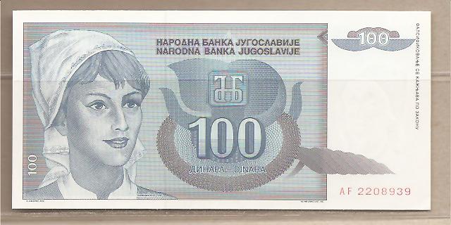 31429 - Yugoslavia - banconota non circolata da 100 Dinari - 1992