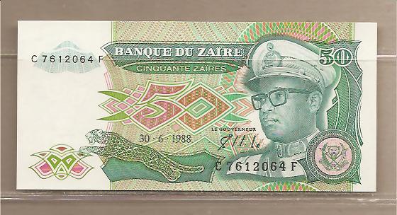 31446 - Zaire - banconota non circolata da 50 Zaire - 1988