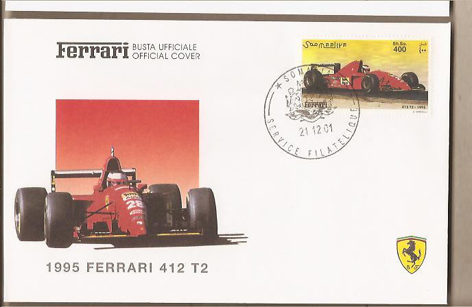 31787 - Somalia - busta Ufficiale Ferrari FDC con annullo speciale: Ferrari 412 T2 1995