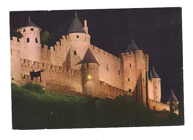 32010 - CARCASSONE (Francia)-cartolina a colori, dimensione cm. 14,7 x 10,2-veduta della citt, la Porta d  Aude illuminata-nuova, non viaggiata-in buone cond