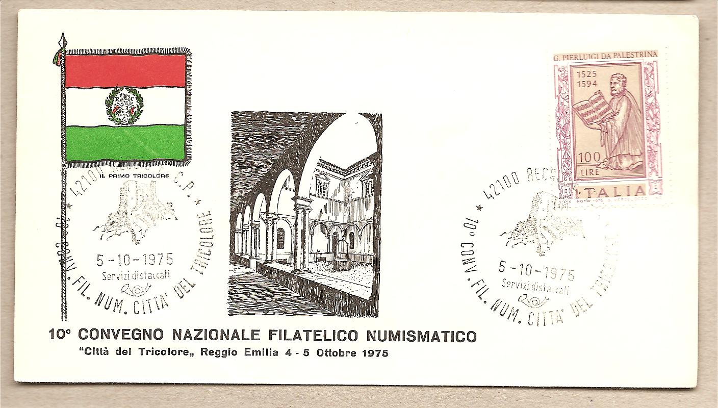 32113 - Italia - busta con annullo speciale: Reggio Emilia - 10 Convegno Nazionale Filatelico Numismatico  citt del Tricolore  - 1974