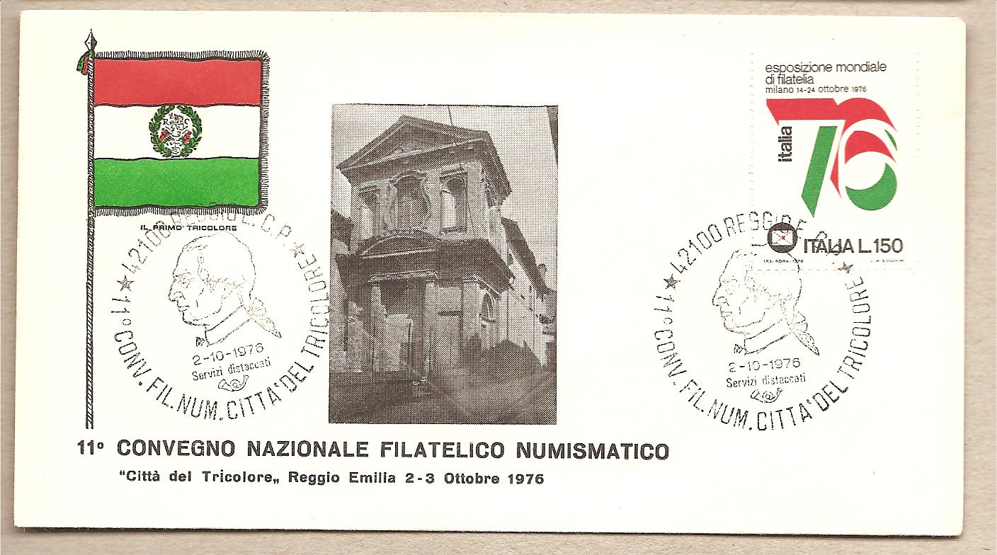 32115 - Italia - busta con annullo speciale: Reggio Emilia - 11 Convegno Nazionale Filatelico Numismatico  citt del Tricolore  - 1976