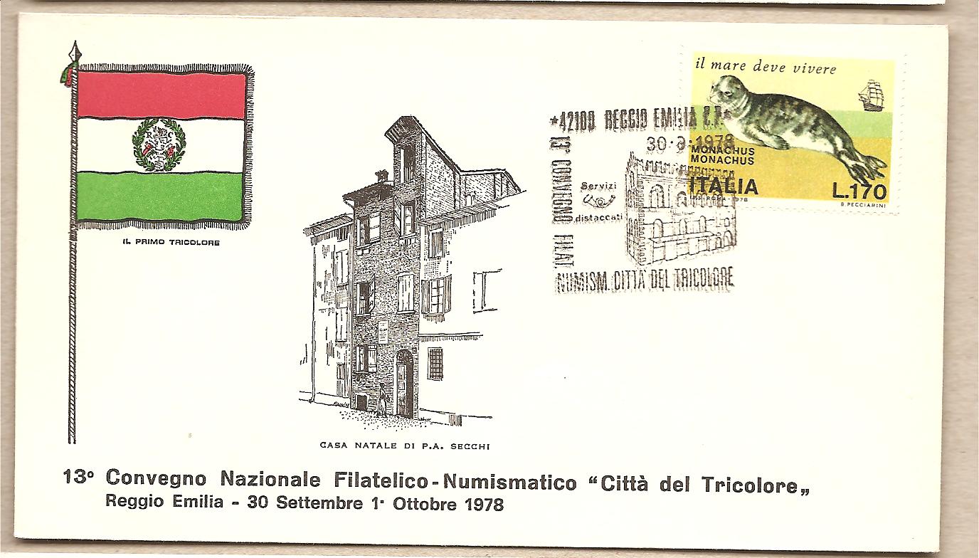 32121 - Italia - busta con annullo speciale: Reggio Emilia - 13 Convegno Nazionale Filatelico Numismatico  citt del Tricolore  - 1978
