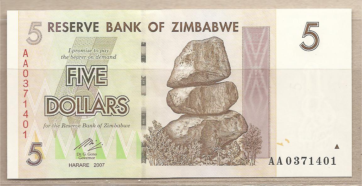 32656 - Zimbabwe - banconota non circolata da 5 Dollari - 2007