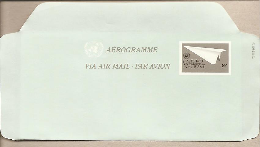 32729 - ONU New York - aerogramma nuovo 1982