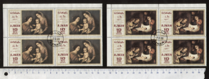 32947 - AJMAN  1969-1641B  *	Natale: Dipinti Religiosi - quartina di 2 valori serie completa timbrata - Catalogo Minkus # 504-05