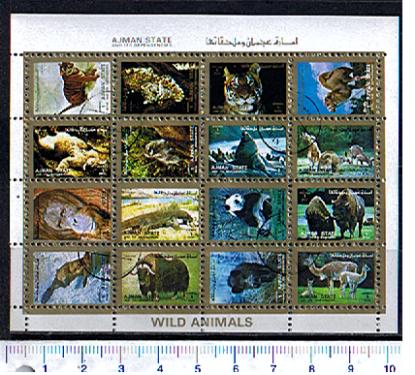 33009 - AJMAN	1973-2766s  Animali da pelliccia - 16 valori serie completa timbrata - O.T.S.  #  2607a-22a