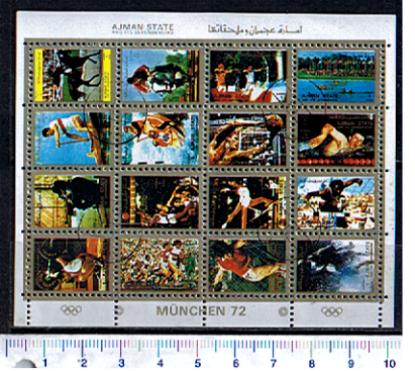 33013 - AJMAN	1973-2768s  * Giochi olimpici Monaco  72 - 16 valori serie completa timbrata - Catalogo O.T.S. n  2495a-510a