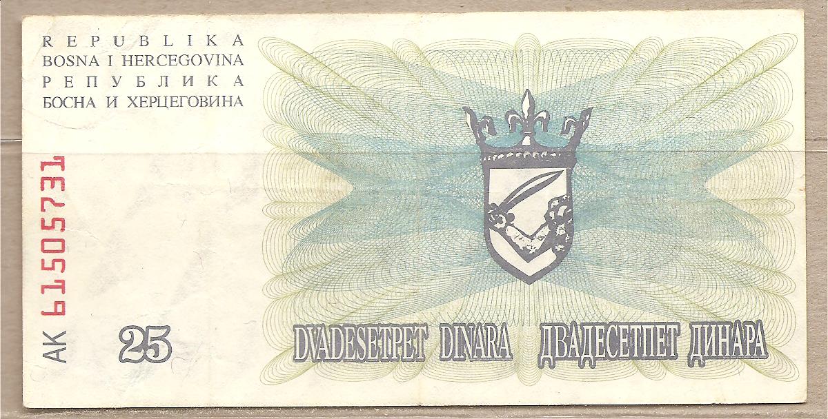 33280 - Bosnia Erzegovina - banconota circolata da 25 Dinari - 1992