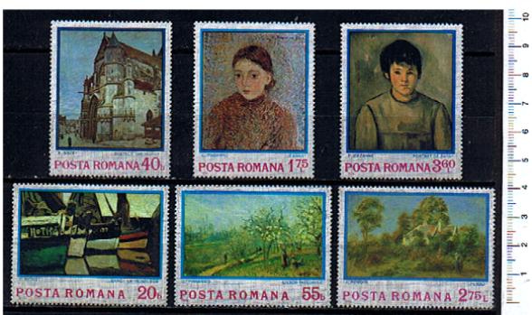 33365 - ROMANIA	1974-Scott  2468-73	Dipinti Impressionistici  -  6 valori serie completa nuova  MNH