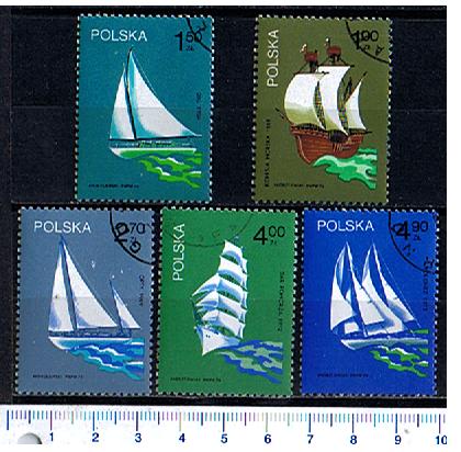 3387 - POLONIA,  Anno 1974-3429,  Yvert  2157/2161  - Velieri e varie imbarcazioni a vela  -  5 valori serie completa timbrata-acquisto minimo  5,00