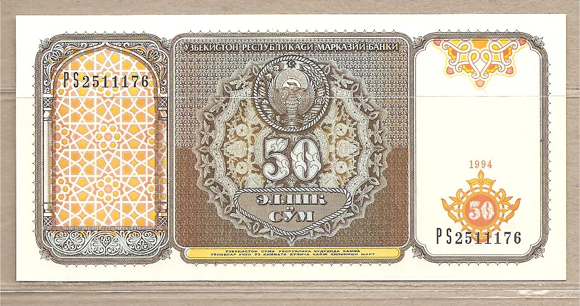 34080 - Uzbekistan - banconota non circolata da 50 Som - 1994