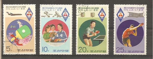 34201 - Corea del Nord - serie completa usata: Campionati del Mondo di Ping pong - 1976