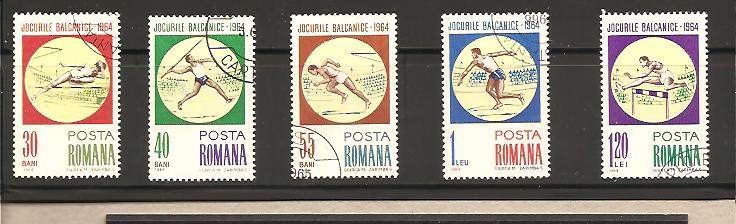 34207 - Romania - serie completa usata: Giochi dei Balcani - 1964
