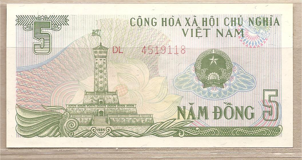34209 - Vietnam - banconota non circolata da 5 Dong - 1985