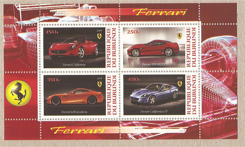 34443 - Burundi - foglietto nuovo: Auto Ferrari - 2009