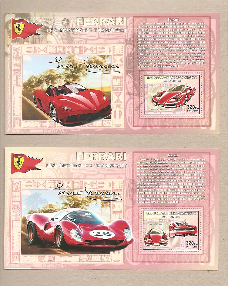 34447 - Rep.Dem.Congo - 4 foglietti nuovi: Modelli Auto e Firma di Enzo Ferrari - 2006 - non visibile x intero